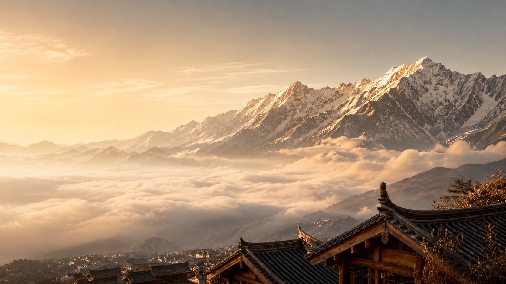 锦云雪山与云海主视觉