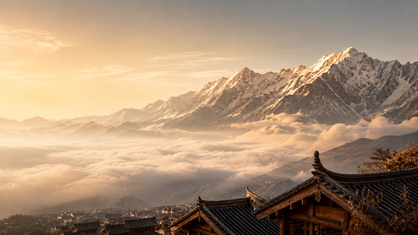 锦云雪山与云海主视觉